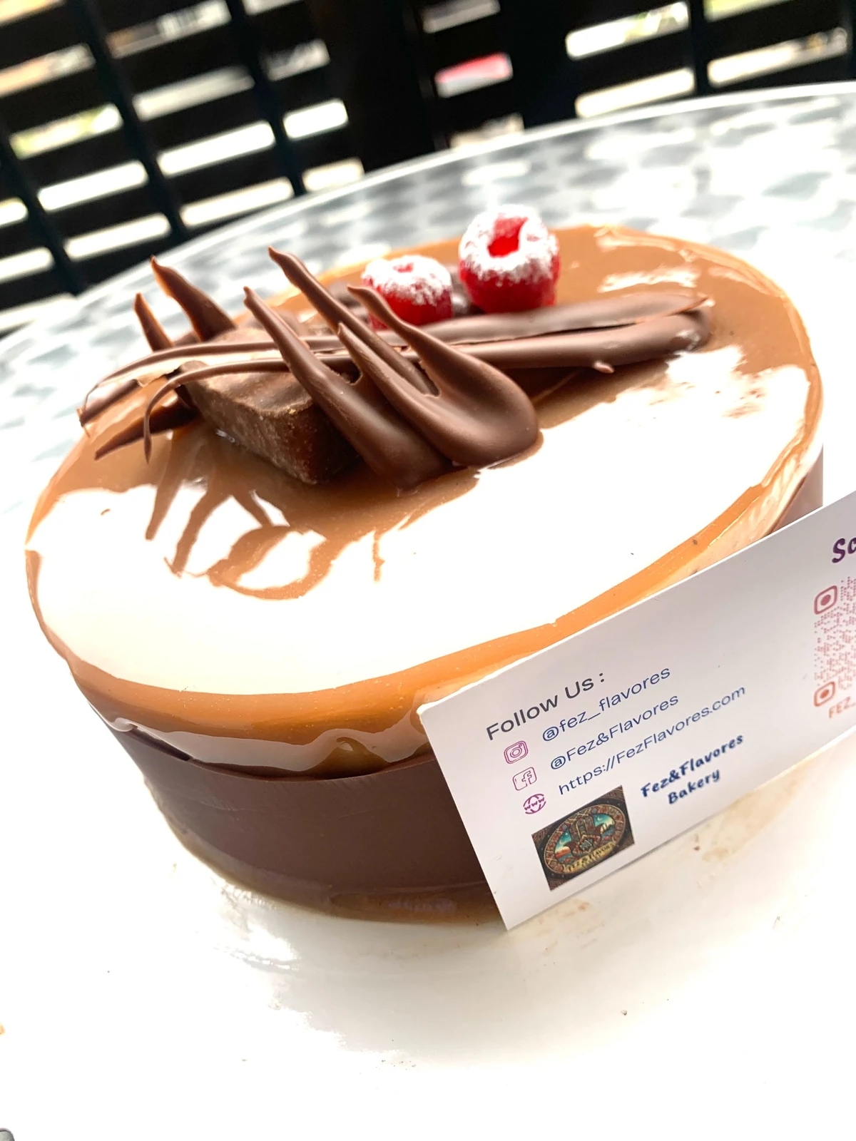 Chocolate-decorated celebration cake